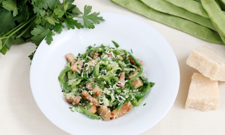 Runner beans are cheap, tasty and plentiful during the summer months … runner bean carbonara.