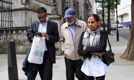 The family of Navinder Sarao leave the high court in London, 20 May 2015.