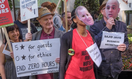 A protest against zero-hours contracts in Park Lane, London.