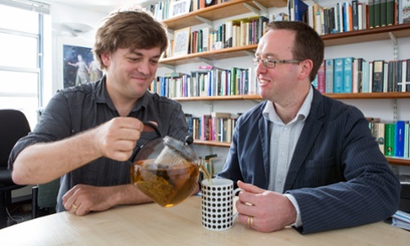 Matthew Mauger, left, and Richard Coulton, the lecturers who found the oldest tea in England.