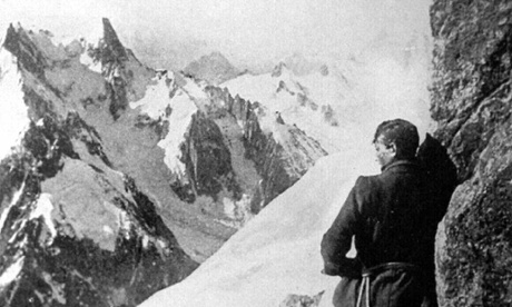 George Mallory on the Moine ridge of the Aiguille Verte mountain in France. He died in 1924 on his third attempt to climb Mount Everest.