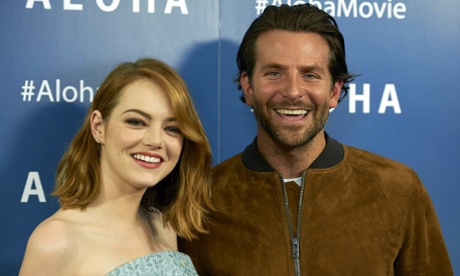 Emma Stone and Bradley Cooper at a screening of Aloha.