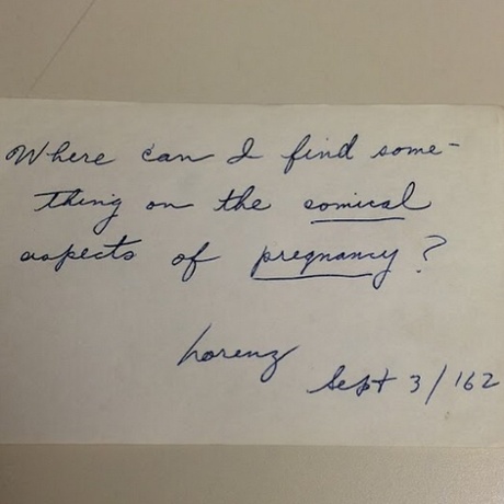 'Where can I find something on the comical aspects of pregnancy? Sept 3 / 1[9]62.'