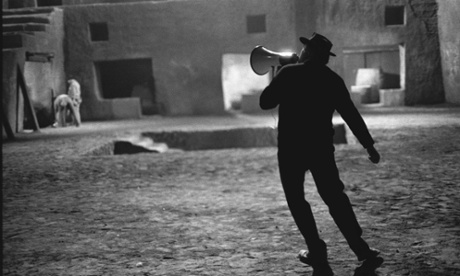 Federico Fellini on the set of Satyricon, in Rome, Italy, 1969.