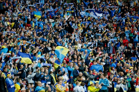 Dnipro fans make some noize.