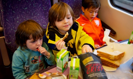 kids on train