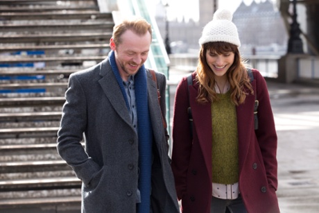 Simon Pegg as Jack and Lake Bell as Nancy in Man Up.