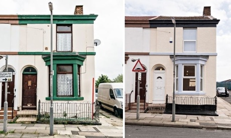 Before and after properties in Beresford Road, Liverpool