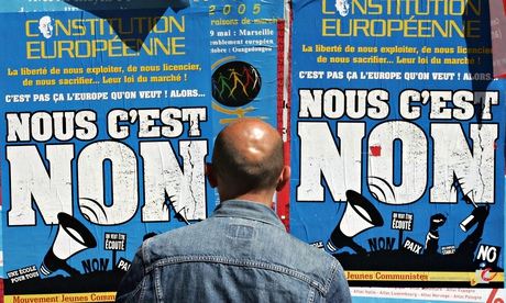 Posters pushing for a no vote for the French referendum on the EU constitution in Marseille