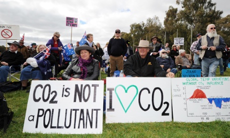 Protesters in Canberra, 2011, to plans in Australia to introduce a price on greenhouse gas emissions.