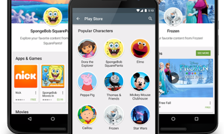 Popular children's brands will have their own pages on Android's Google Play store.