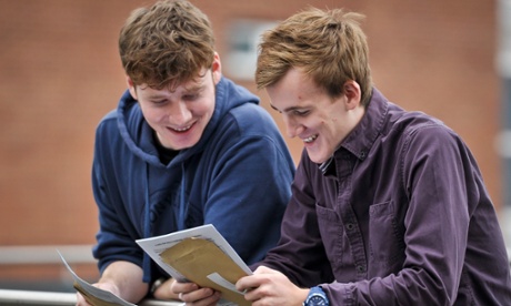A-level students at St Mary Redcliffe and Temple school in Bristol check their results.