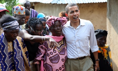 Obama meets his step-grandmother in Kogelo in August 2006.