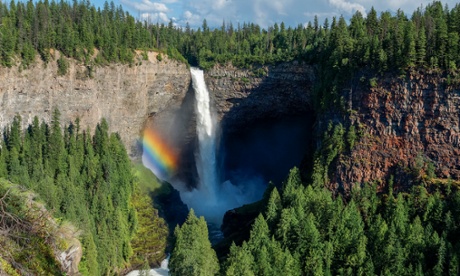 Wells Gray Provincial Park, British Columbia, Canada --- Rainbow formed by mist from Helmck