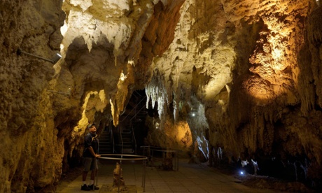 New Zealand North island Waikato region the Waitomo Glowworm Caves bristling with stalactites and stalagmites
