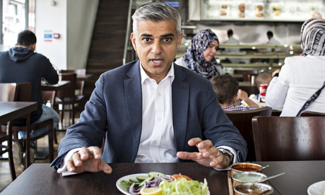 'I get the science and the art of winning elections' … Sadiq Khan in his local curry house. Photogra