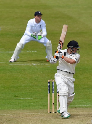 Tom Latham despatches the ball to the boundary.