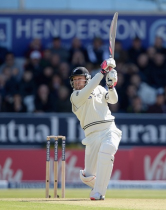 Brendon McCullum sets down a marker by thwacking a six off his first ball.