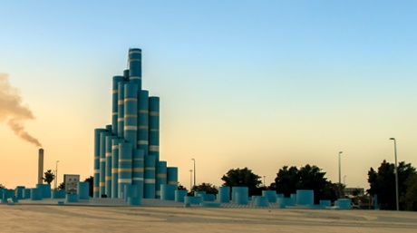 Tahliah Fountain (Desalination Pipes 1) by Mustafa Senbel.