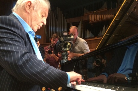 Daniel Barenboim demonstrates his new concert grand at the Royal Festival Hall, 26 May 2015.