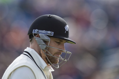 A glum McCullum heads back to the pavilion.