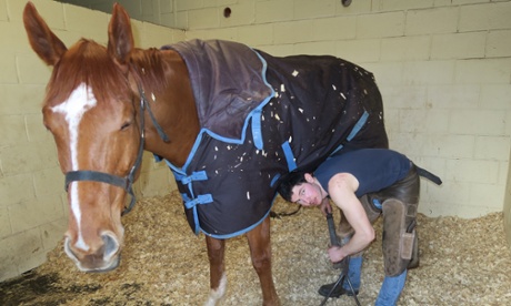 Alan Ashcroft, travelling farrier, at work.