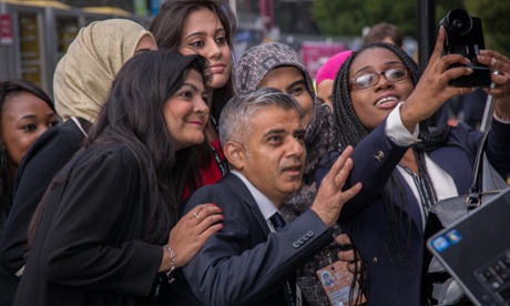 Sadiq Khan among the selfies in 2014. Photograph: Alamy