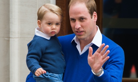 Prince William arrives with Prince George at the Lindo Wing