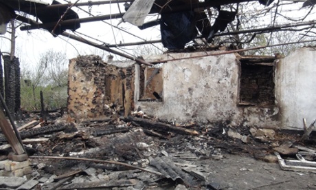 The remains of a residential building destroyed in a shelling attack in the city of Horlivka, Donetsk region, Ukraine