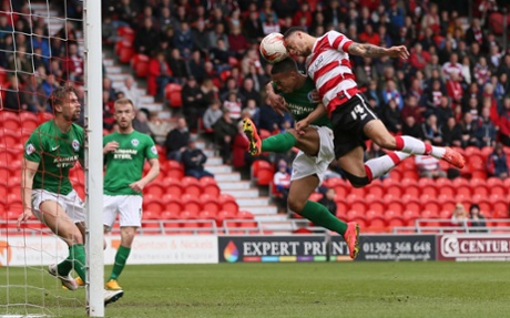 Doncaster Rovers' Nathan Tyson scores the second goal.