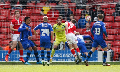 Josh Scowen scores the second for Barnsley.