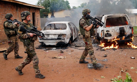 French troops patrol in Bangui, Central African Republic, December 2013.