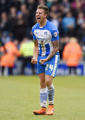 George Moncur celebrates at the end of the match.