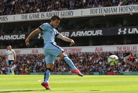 Aguero shoots.