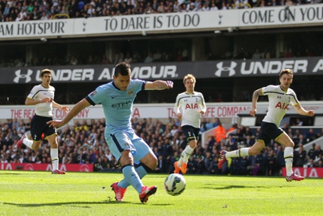 Aguero scores the opening goal.