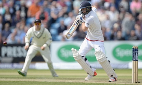 Adam Lyth bats for England on day two against New Zealand.
