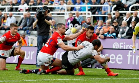 Hull FC's Fetuli Talanoa scores a try St James' Park, part of a hat-trick that sunk Hull KR