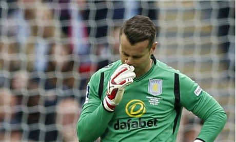 Shay Given after Arsenal's third goal. The goalkeeper earned the highest mark for Villa