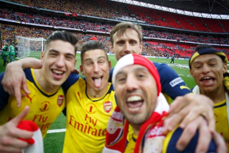 A selfie taken by Santi Cazorla amid Arsenal celebrations just after the final whistle.