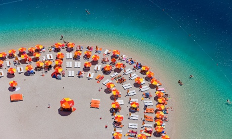 Blue Lagoon and Belcekiz beach, Oludeniz, near Fethiye, Mediterranean Coast, Turkey.