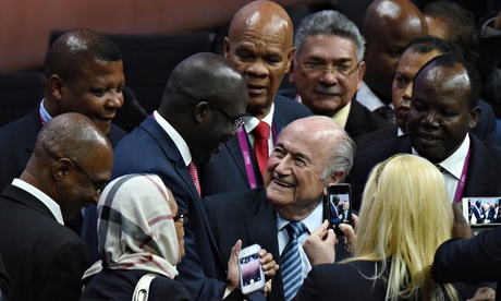 Blatter congratulated by Afican delegates