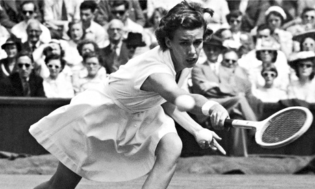 Doris Hart playing at Wimbledon in 1951.