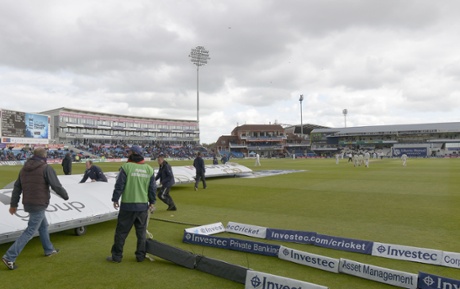 Players, umpires and Ground staff alike seem confused by the weather as they go off and on and off again.