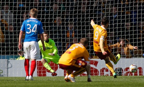 John Sutton scores their third goal from the penalty spot.