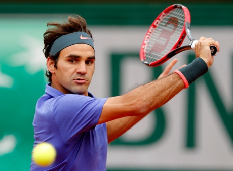 Roger Federer in action.