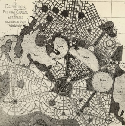 Canberra, Federal Capital of Australia, Preliminary Plan by Walter Burley Griffin, first published 12 December 1913