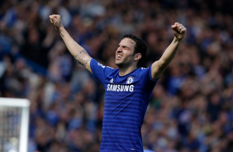 Cesc Fàbregas celebrates after Chelsea wrapped up the Premier League.