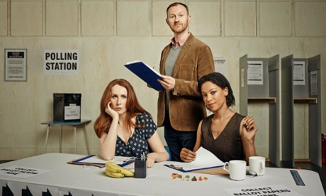The Vote, L to R .Catherine Tate plays Kirsty Henderson.Mark Gatiss plays Steven Crosswell.Nina Sosanya plays Laura Williams.