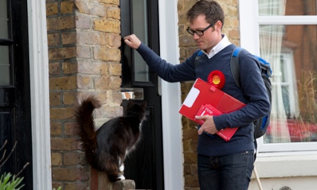 Allen Simpson finds few people at home while knocking doors in Maidstone, Kent.