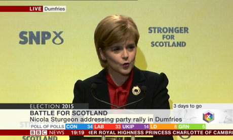Nicola Sturgeon speaks at an SNP rally in Dumfries.